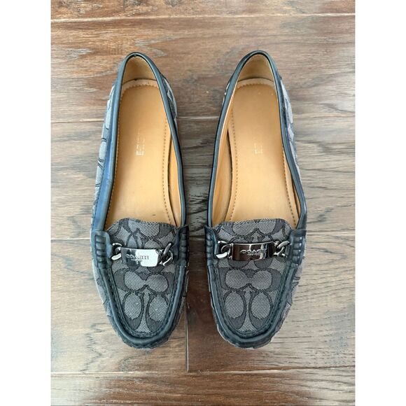 Coach Classic Olive Gray Black Loafer Flats size 8 - Picture 1 of 9